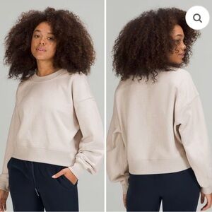 Lululemon Perfectly Oversized cropped crew Sparkle White Opal small